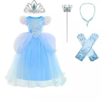 Необычные наряды принцессы для девочек, костюм на Хэллоуин, рождественское праздничное платье из тюля на день рождения с аксессуарами 100(2-3T)