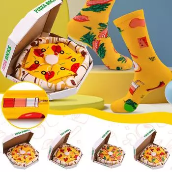 Необычные необычные носки для пиццы в коробке, подарочный подарок, забавные носки с едой, уникальная упаковка в картонную коробку One Size