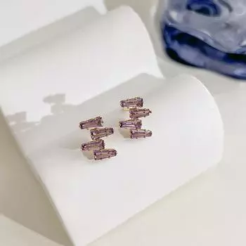 Необычные серьги-гвоздики из циркония, женские, нишевый дизайн, корейская версия, легкий темперамент, роскошные геометрические серьги с фиолетовым виноградом