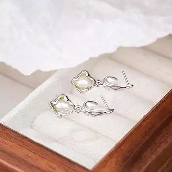 Необычные серьги-гвоздики из лавы, женские легкие роскошные серьги с имитацией жемчуга в стиле ниши, серьги Ins Cold Wind