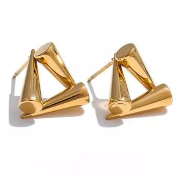 Необычные серьги-гвоздики из нержавеющей стали с треугольной геометрией, нержавеющий металл с покрытием PVD 18K, модные повседневные ювелирные изделия