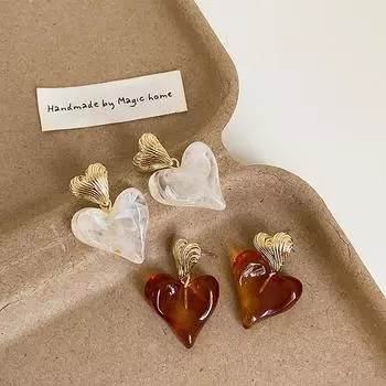 Необычные серьги-гвоздики Love из смолы, женские, в стиле Гонконга, в стиле ретро, элегантные, модные, индивидуальные, трендовые, универсальные серьги