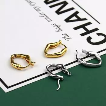 Необычные серьги-кольца из стерлингового серебра 925 пробы для женщин Простые геометрические украшения Подарки