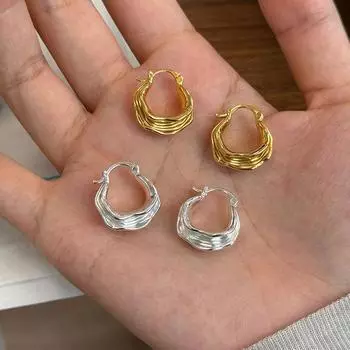 Необычные U-образные полосатые металлические серьги-пряжки женские легкие роскошные высококачественные серьги с чувством индивидуальности уникальные изысканные универсальные серьги