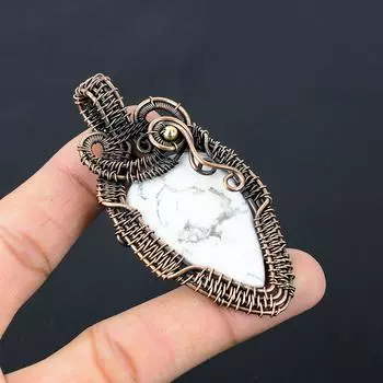 Необычные ювелирные изделия ручной работы с подвесками из чистой медной проволоки из говлита 3.07 Inches белый