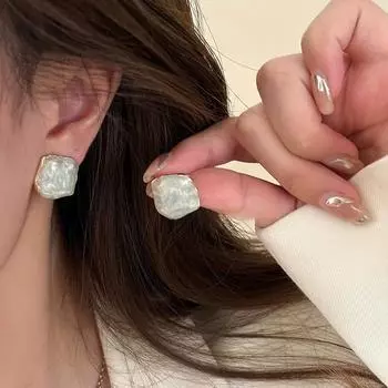 Необычные женские металлические серьги с капающим маслом S