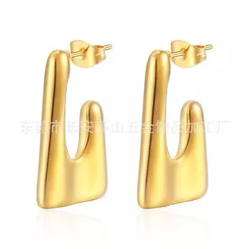 Необычные женские серьги из 18-каратного золота из нержавеющей стали, нишевый дизайн, крючок, титановая сталь, украшения для ушей