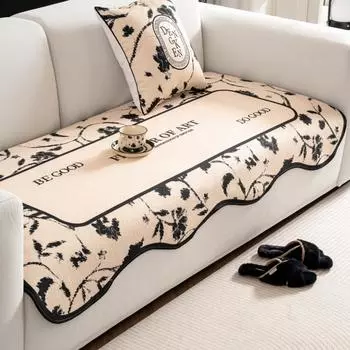 Необычный чехол для дивана из синели с цветком, плюшевый секционный диван, скандинавский нескользящий чехол для дивана, мебельная подушка, коврик для ковра 70x70
