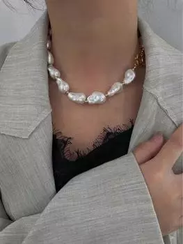 Необычный дизайн ожерелья во французском ретро стиле с пряжкой OT. Универсальная цепочка-воротник.