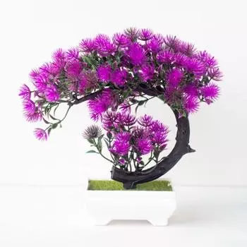 Необычный искусственный бонсай Компактный Не требует полива Многоразовый фиолетовый/красный