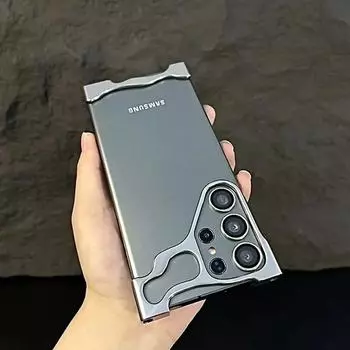 Необычный металлический корпус с защитной пленкой для объектива для Samsung S23 S24 Ultra Plus/iphone 15 14 13 12 Pro Max/Xiaomi 14 Pro с алюминиевым противоударным бампером For Samsung 24 серебряный