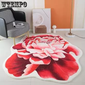 Необычный плюшевый коврик для гостиной, современные скандинавские ковры для спальни, моющийся нескользящий коврик в форме цветка, декоративный ковер для гостиной diameter 80cm