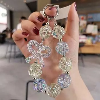 Необычный сладкий брелок для ключей в виде конфеты, подвесной прозрачный кулон с бусинами, телефонная цепочка с ключами, декор серый