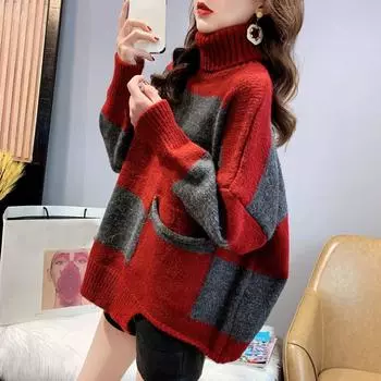 Необычный свитер с высоким воротом, женский корейский вариант, свободный осенне-зимний новый винтажный Гонконгский японский мягкий пуловер, женский