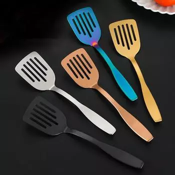 Необжигающая ручка из нержавеющей стали Лопатки для приготовления пищи Лопатка для жарки яиц Лопатка для жарки рыбы Кухонная утварь Домашняя утварь серебряный