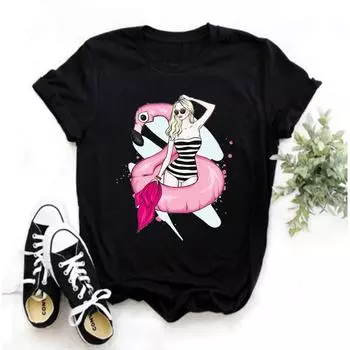 Неофициальная женская футболка с модным принтом, милая футболка Женская мода в стиле Харадзюку L