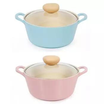 НЕОФЛАМ РЕТРО Сотейник (18см) со стеклянной крышкой можно мыть в посудомоечной машине без PFOA мятный / розовый 18cm мятный