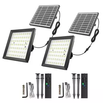 Neoglint Солнечный настенный светильник Газонный светильник Внутренний уличный солнечный настенный светильник 124 светодиода*2 с пультом дистанционного управления IP66 Водонепроницаемый для сарая