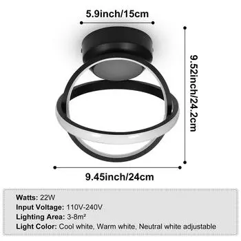 Neoglint светодиодный потолочный светильник, светильники для прихожей, потолочные светильники для прохода, 3-цветный светильник для спальни, гостиной UK Base Plate чёрный