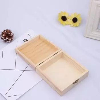 Неокрашенная деревянная шкатулка для драгоценностей, компактный футляр для колец, сережек, брелок для стола