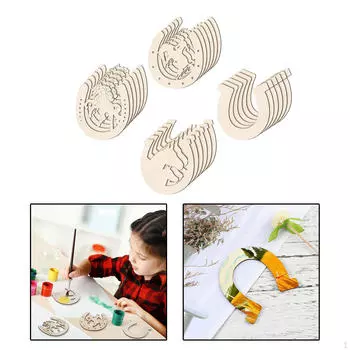 Неокрашенные деревянные фигуры своими руками для домашнего декора и поделок 24pcs Slices