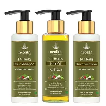 Neolith 14 Herbs oil, Shampoo and Conditioner Combo pack | Для здоровых волос и кожи головы | 120мл каждый 360 ml белый