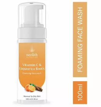Neolith Пенка для умывания с витамином С и корнем лакрицы || 92% органический || Не сушит, Глубокое очищение, Антизагар || 100 мл 100 ML белый