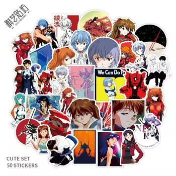 Neon 50pcs Genesis Evangelion Novel Vinyl Waterproof Stickers For Bottle Water