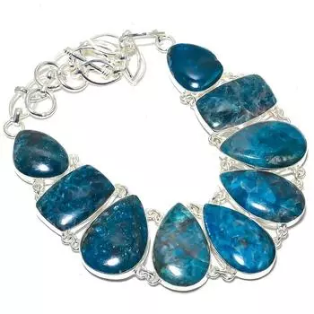 Neon Apatite Gemstone Handmade Ethnic 925 Silver Necklace 18 JCN367-22
