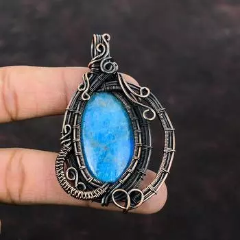Neon Apatite Pendant Copper Wire Wrapped Pendant Amazing Copper Jewelry Handmade Brand New Pendant Very Pretty Gemstone Jewelry Wedding Gift