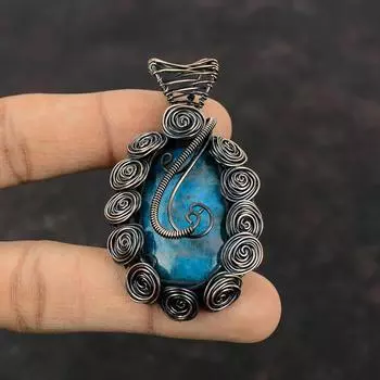 Neon Apatite Pendant Copper Wire Wrapped Pendant Gemstone Pendant Copper Jewelry Handmade Pendant Wire Wrap Jewelry For Gift Amazing Pendant