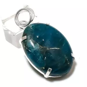 Neon Blue Apatite Gemstone 925 Sterling Silver Jewelry Pendant 1.85 W0d46