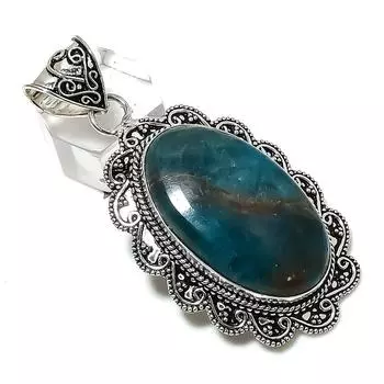 Neon Blue Apatite Gemstone Handmade 925 Sterling Silver Gift Pendant 2.56 S9n68