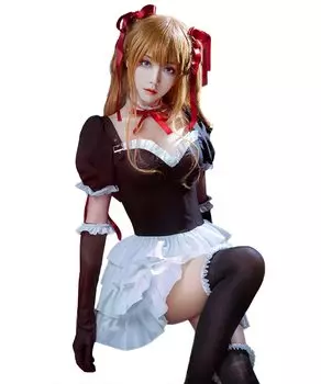 Neon Genesis Evangelion Asuka Gothic Lolita Cosplay One Piece Tight Maid Asuka Halloween [milky time]