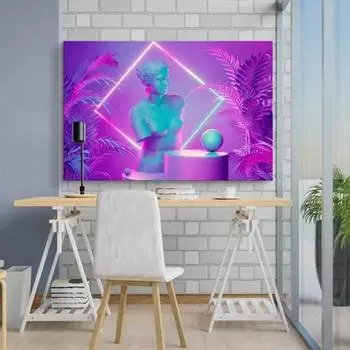 Неоновая лампа, статуя Афины, картина маслом, художественный постер и гравировка, настенное искусство, абстрактное изображение статуи, Куадрос, дом 21cm30cm NoFrame