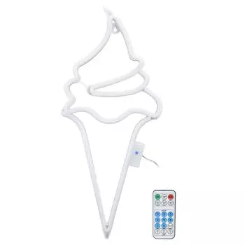 Неоновая светодиодная вывеска в форме мороженого с пультом дистанционного управления для декора вечеринки от USB или батареи белый