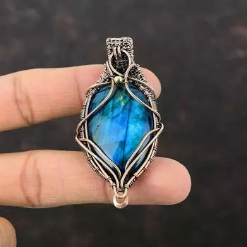 Неоновая вспышка лабрадорит кулон медная проволока обернутый драгоценный камень кулон ручной работы абсолютно новый кулон медные украшения для подарка кулон с целебным камнем