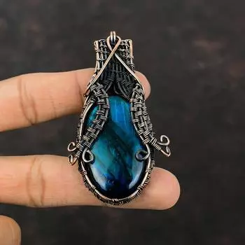 Неоновая вспышка лабрадорит кулон медная проволока обернутый кулон драгоценный камень кулон медные украшения кулон ручной работы проволока обернутый ювелирные изделия для подарка