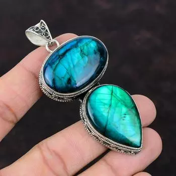 Неоновая вспышка, подвеска из лабрадорита, подвеска из натурального драгоценного камня, подвеска из стерлингового серебра 925 пробы, ювелирный подарок ручной работы для нее, замечательный винтажный кулон
