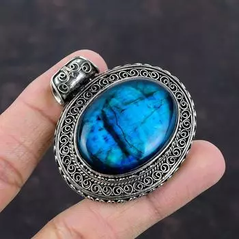 Неоновая вспышка, подвеска из лабрадорита, подвеска из натурального драгоценного камня, подвеска из стерлингового серебра 925 пробы, стильный ювелирный подарок ручной работы для мамы, винтажный кулон