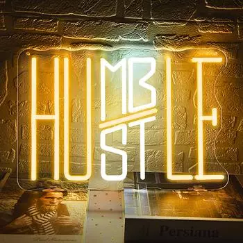 Неоновая вывеска Humble Hustle, светодиодная неоновая подсветка для декора комнаты, вдохновляющая неоновая подсветка, подарки для подростков, мальчиков и девочек, USB-неоновая настенная вывеска f Other