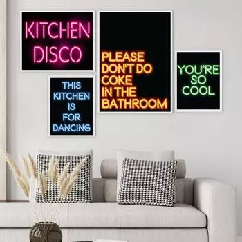 Неоновая вывеска, постер «Эта кухня для танцев», картины на холсте, принты и плакаты, настенные картины, «Пожалуйста, не принимайте кокаин в спальне» 21cm30cm NoFrame