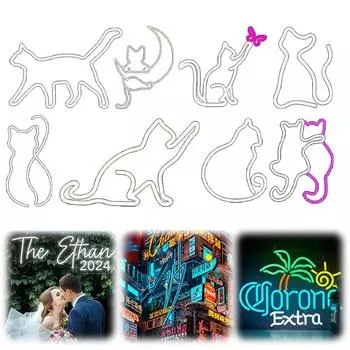 Неоновая вывеска с кошкой, регулируемая яркость, неоновая вывеска с кошкой для декора стен, светодиодная вывеска с кошкой, ночник с питанием от USB для ресторана, домашнего бара, кухни