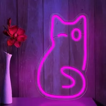 Неоновая вывеска в виде кошки, светодиодная неоновая лампа в форме животного, настенное художественное украшение для детской комнаты, спальни, гостиной, бара, декор G