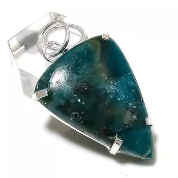 Неоново-голубой апатит драгоценный камень ювелирное изделие кулон из стерлингового серебра 925 пробы 1.89 A4w23