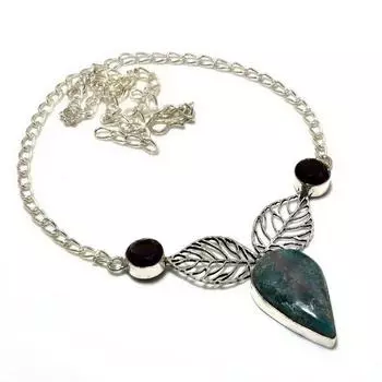 Неоново-синий апатит, аметист, драгоценный камень 925, посеребренное ювелирное ожерелье, 18 дюймов 18 синий