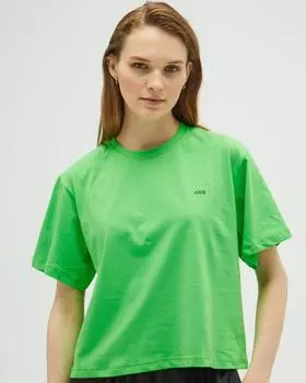 Неоново-зеленая укороченная футболка оверсайз