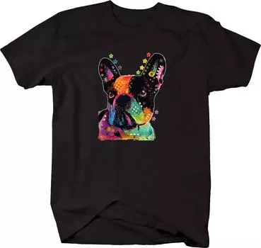 Неоновые цвета французские футболки унисекс с французским бульдогом и собакой в стиле арт-деко S