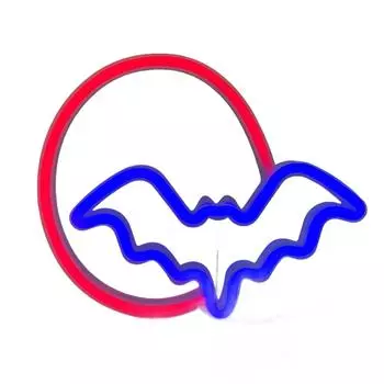 Неоновые вывески на Хэллоуин Луна и Летучая мышь Светодиодные неоновые огни Питание от USB/батареек Неоновая вывеска для стены