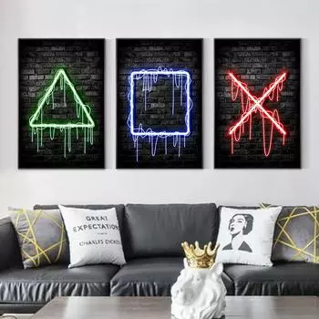 Неоновый эффект игровой постер геймера, холст, картина, игры, настенная картина для детской комнаты, игровая комната, украшение дома, детский подарок 21x30cm No Frame
